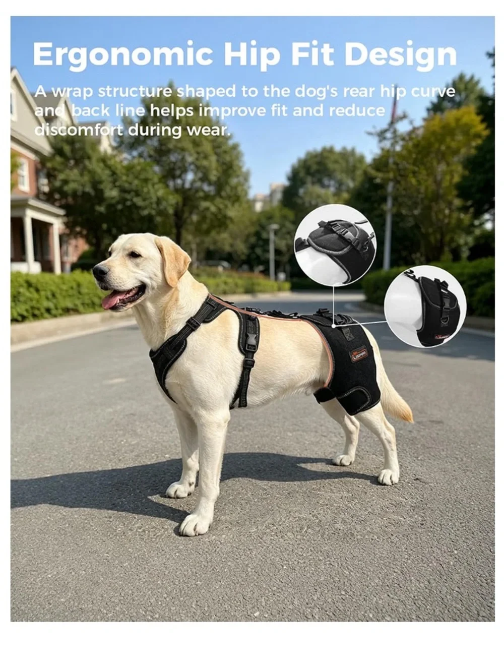 Lispoo Dog Hip Support Brace-Adjustable Dog Leg Brace for Hip Dysplasia-L